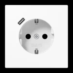 Розетка электрическая Jung со шторками с зарядным устройством USB-C (Белый)