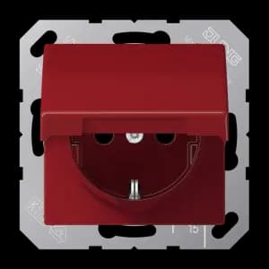 Штепсельная розетка SCHUKO 16A 250V~ с крышкой; красная