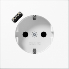 Розетка электрическая Jung со шторками с зарядным устройством USB-A (Белый)