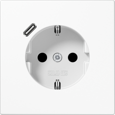 Розетка электрическая Jung со шторками с зарядным устройством USB-C (Белый)